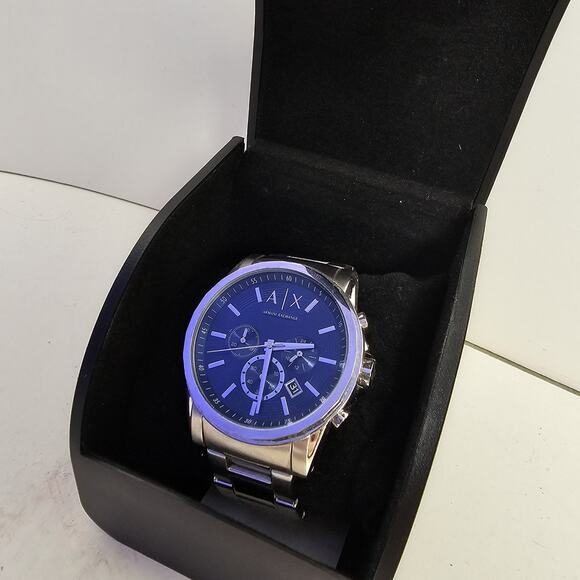 Armani Exchange Other - ARMANI EXCHANGE MEN'S SILVER TONE STAINLESS BLUE DIAL CHRONOGRAPH WATCH AX2509